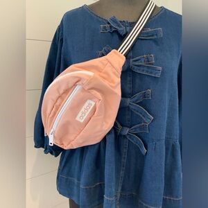 Adidas Core Waist Pack in Glow Pink, White, and Black